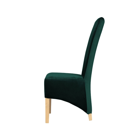 Produs în România - Set 2 scaune living VANESSA, picioare lemn natur, stofa verde smarald, 47x60x110 cm