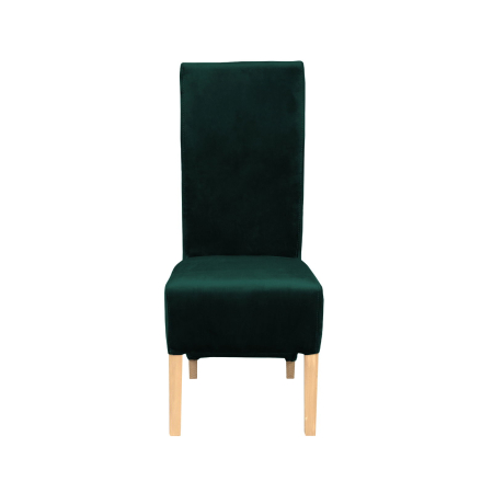 Produs în România - Set 2 scaune living VANESSA, picioare lemn natur, stofa verde smarald, 47x60x110 cm