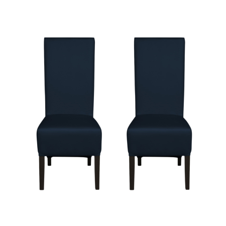 Produs în România - Set 2 scaune living VANESSA, picioare lemn wenge, piele ecologica albastru, 47x60x110 cm