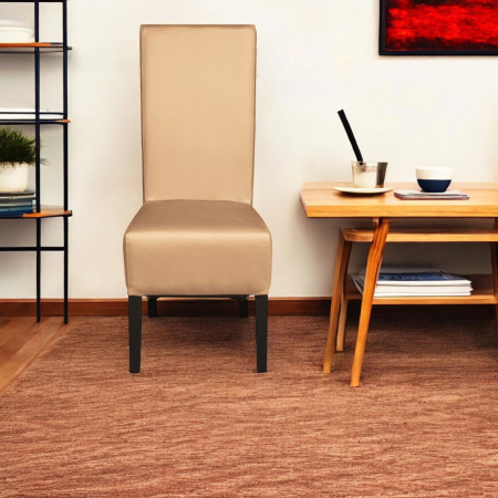 Set 2 scaune living VANESSA, picioare lemn wenge, piele ecologica bej, 47x60x110 cm [4]