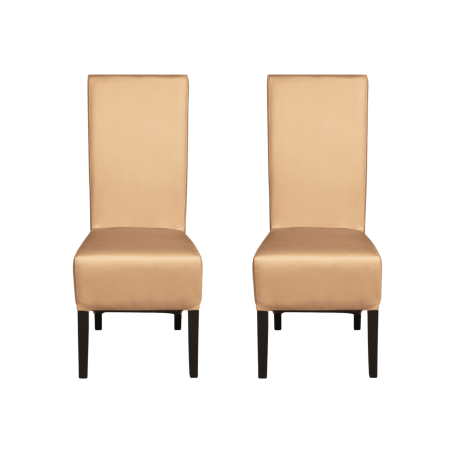 Produs în România - Set 2 scaune living VANESSA, picioare lemn wenge, piele ecologica bej, 47x60x110 cm