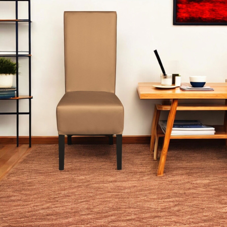 Set 2 scaune living VANESSA, picioare lemn wenge, piele ecologica bej inchis, 47x60x110 cm [4]