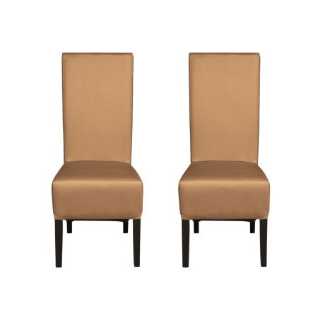 Produs în România - Set 2 scaune living VANESSA, picioare lemn wenge, piele ecologica bej inchis, 47x60x110 cm