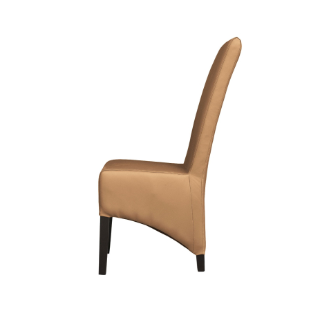 Produs în România - Set 2 scaune living VANESSA, picioare lemn wenge, piele ecologica bej inchis, 47x60x110 cm