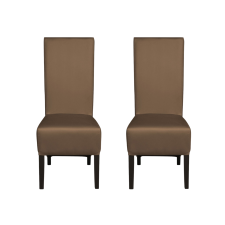 Produs în România - Set 2 scaune living VANESSA, picioare lemn wenge, piele ecologica cappuccino, 47x60x110 cm