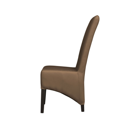 Produs în România - Set 2 scaune living VANESSA, picioare lemn wenge, piele ecologica cappuccino, 47x60x110 cm
