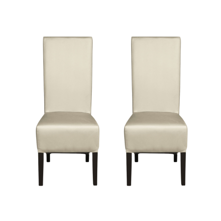 Produs în România - Set 2 scaune living VANESSA, picioare lemn wenge, piele ecologica crem, 47x60x110 cm