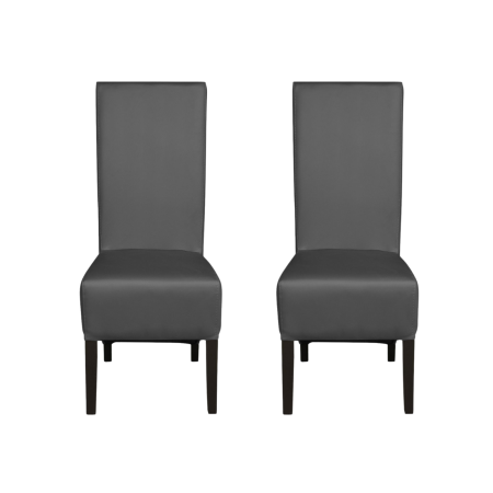 Produs în România - Set 2 scaune living VANESSA, picioare lemn wenge, piele ecologica gri, 47x60x110 cm