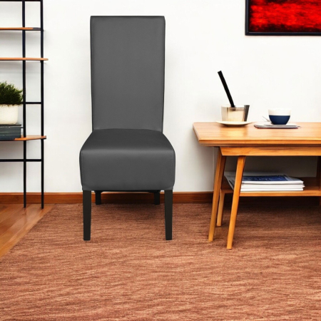 Set 2 scaune living VANESSA, picioare lemn wenge, piele ecologica gri, 47x60x110 cm [4]