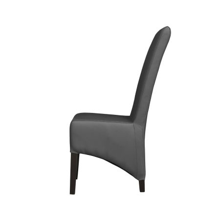 Produs în România - Set 2 scaune living VANESSA, picioare lemn wenge, piele ecologica gri, 47x60x110 cm