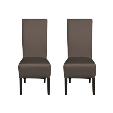 Produs în România - Set 2 scaune living VANESSA, picioare lemn wenge, piele ecologica gri elefant, 47x60x110 cm