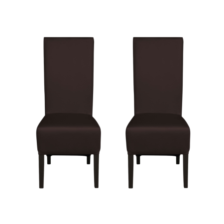 Produs în România - Set 2 scaune living VANESSA, picioare lemn wenge, piele ecologica maro inchis, 47x60x110 cm