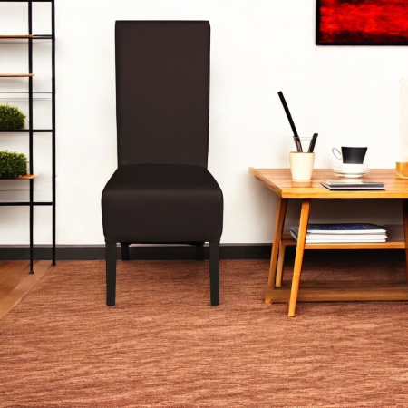 Set 2 scaune living VANESSA, picioare lemn wenge, piele ecologica maro inchis, 47x60x110 cm [4]