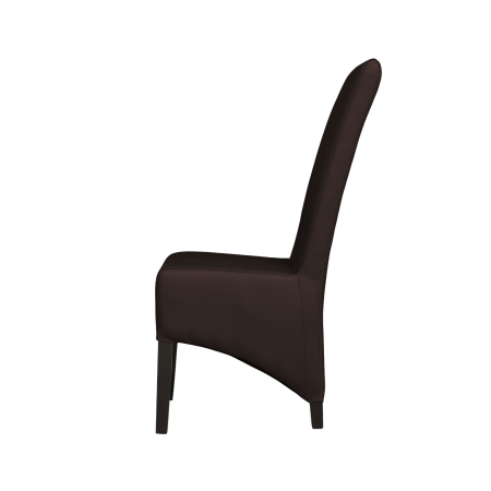 Produs în România - Set 2 scaune living VANESSA, picioare lemn wenge, piele ecologica maro inchis, 47x60x110 cm