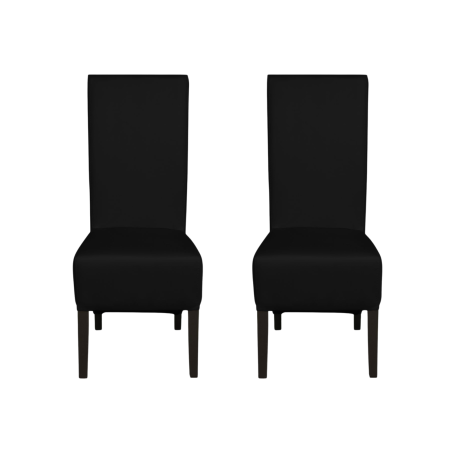 Produs în România - Set 2 scaune living VANESSA, picioare lemn wenge, piele ecologica negru, 47x60x110 cm