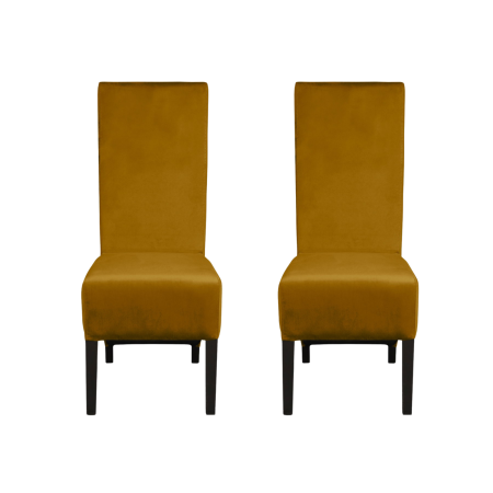 Produs în România - Set 2 scaune living VANESSA, picioare lemn wenge, stofa galben, 47x60x110 cm