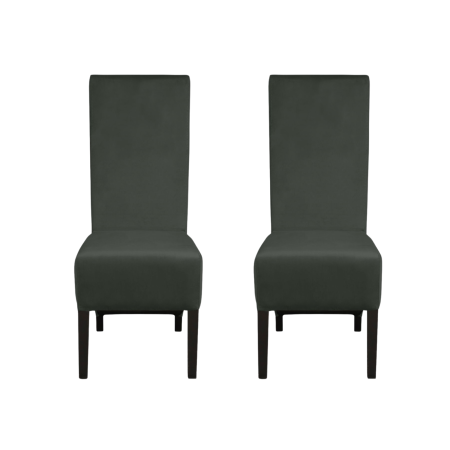 Produs în România - Set 2 scaune living VANESSA, picioare lemn wenge, stofa gri inchis, 47x60x110 cm
