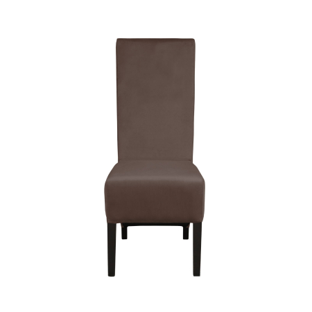 Produs în România - Set 2 scaune living VANESSA, picioare lemn wenge, stofa maro, 47x60x110 cm