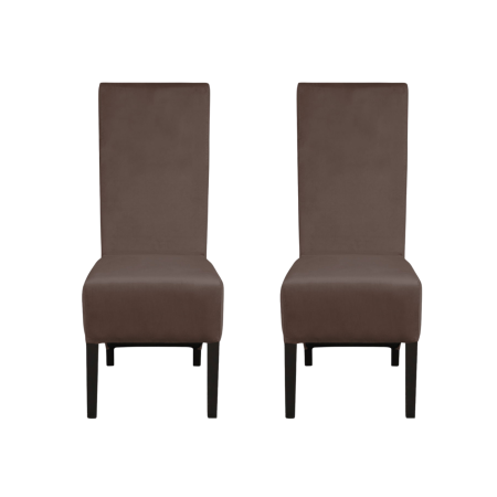 Produs în România - Set 2 scaune living VANESSA, picioare lemn wenge, stofa maro, 47x60x110 cm