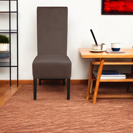 Set 2 scaune living VANESSA, picioare lemn wenge, stofa maro, 47x60x110 cm [4]