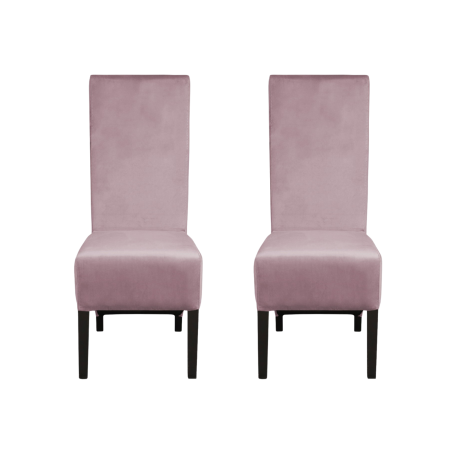 Produs în România - Set 2 scaune living VANESSA, picioare lemn wenge, stofa roz pudra, 47x60x110 cm