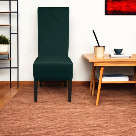 Set 2 scaune living VANESSA, picioare lemn wenge, stofa verde smarald, 47x60x110 cm [4]