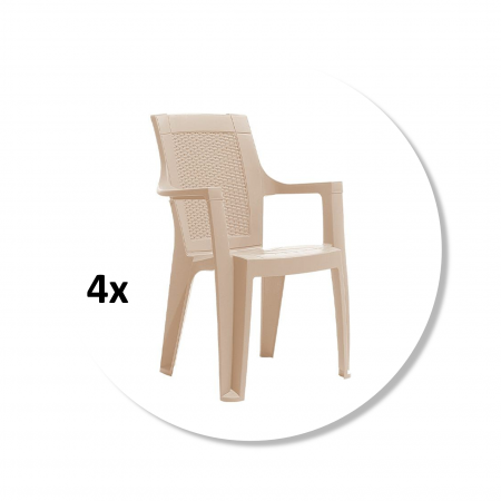 Pachete - Set 4 scaune gradina ELEGANCE, model ratan, cappucino, 62x57x88 cm - ExpoMob