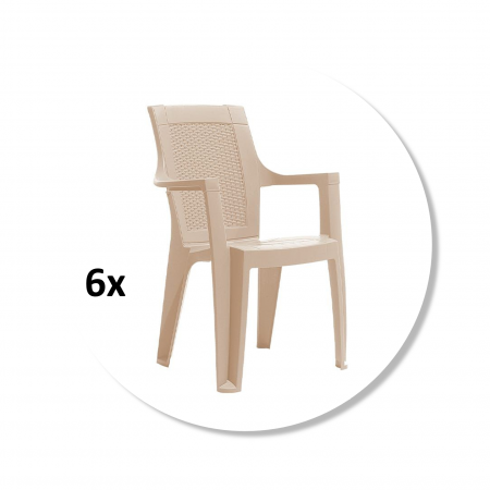 Pachete - Set 6 scaune gradina ELEGANCE, model ratan, cappucino, 62x57x88 cm - ExpoMob