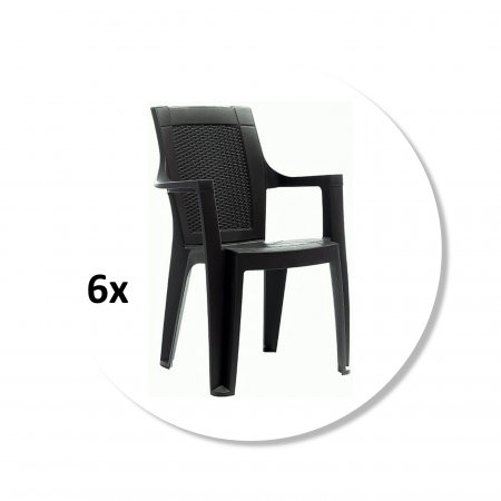 Pachete - Set 6 scaune gradina ELEGANCE, model ratan, maro, 62x57x88 cm - ExpoMob
