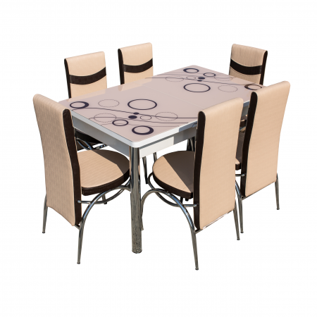 Mese si Scaune - Set Lara, masa extensibila cu 6 scaune, 165x80x65 cm - ExpoMob