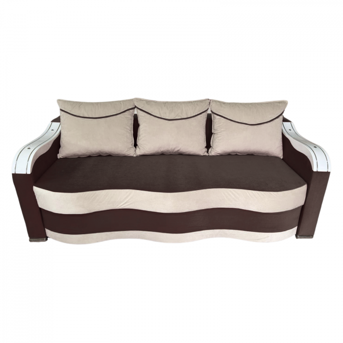 Canapea DIANA extensibila, 3 locuri, cu lada de depozitare, catifea crem cu roz, 220x100x85 [2]