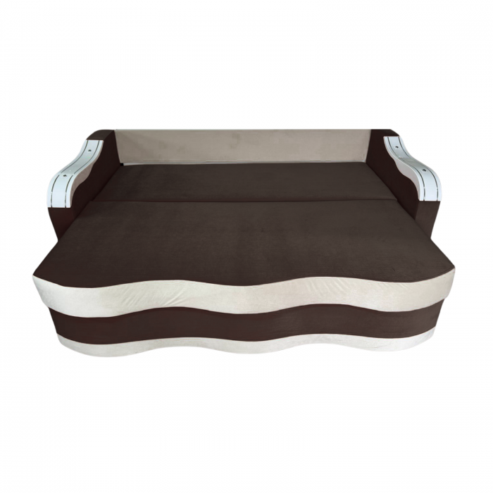 Canapea DIANA extensibila, 3 locuri, cu lada de depozitare, catifea crem cu roz, 220x100x85 [5]