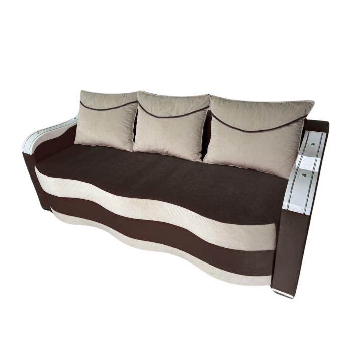 Canapea DIANA extensibila, 3 locuri, cu lada de depozitare, catifea crem cu roz, 220x100x85 [3]