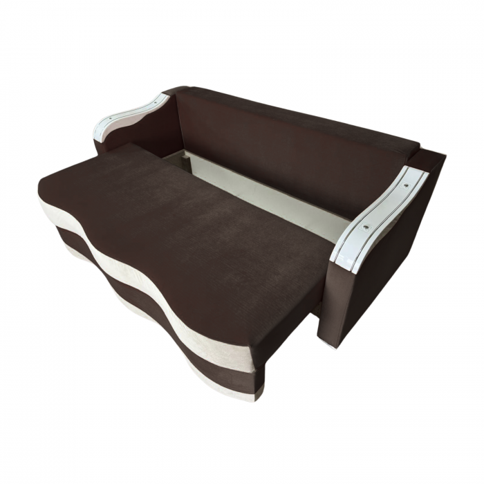 Canapea DIANA extensibila, 3 locuri, cu lada de depozitare, catifea crem cu roz, 220x100x85 [4]