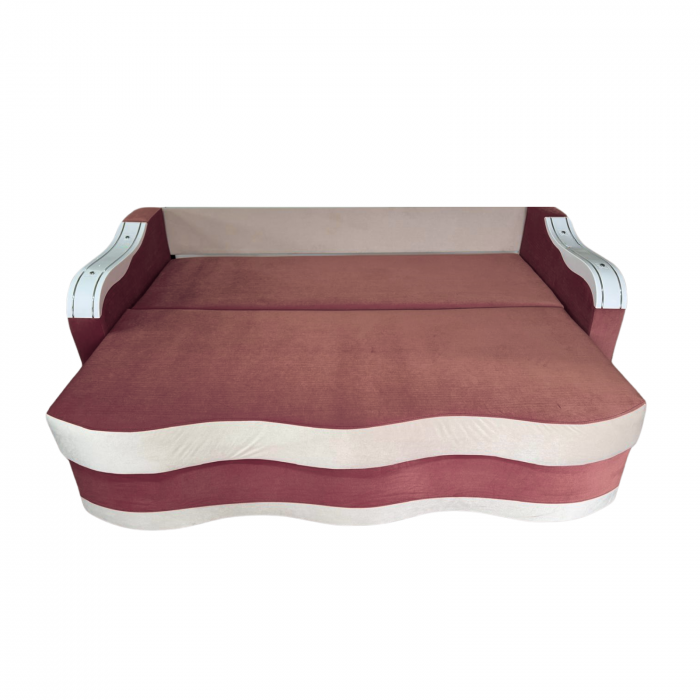 Canapea DIANA extensibila, 3 locuri, cu lada de depozitare, catifea crem cu roz, 220x100x85 [5]