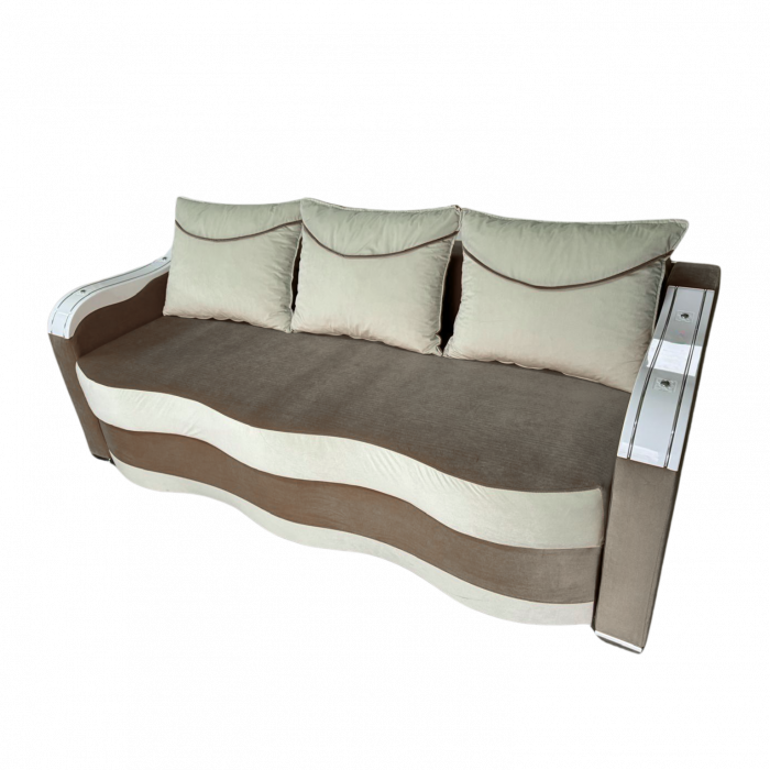 Canapea DIANA extensibila, 3 locuri, cu lada de depozitare, catifea crem cu roz, 220x100x85 [3]