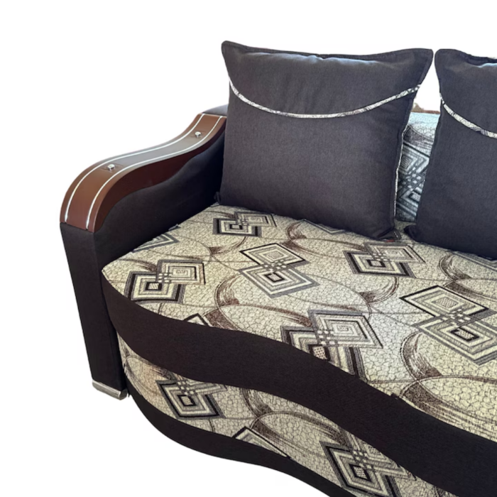 Canapea DIANA extensibila, 3 locuri, cu lada de depozitare, stofa crem cu maro , 220x100x85 [5]