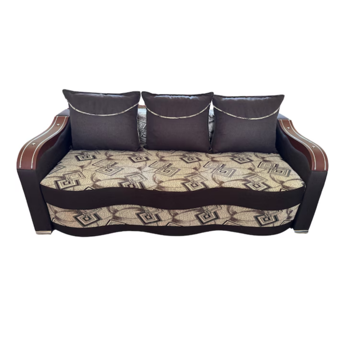 Canapea DIANA extensibila, 3 locuri, cu lada de depozitare, stofa crem cu maro , 220x100x85 [2]