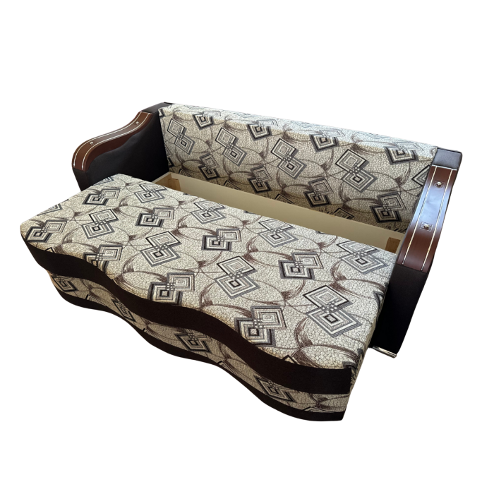 Canapea DIANA extensibila, 3 locuri, cu lada de depozitare, stofa crem cu maro , 220x100x85 [3]