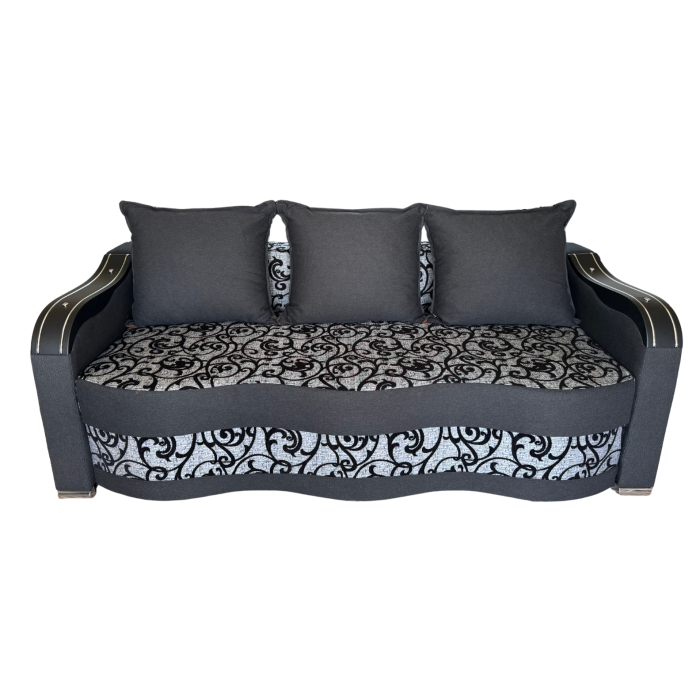 Canapea DIANA extensibila, 3 locuri, cu lada de depozitare, stofa crem cu maro , 220x100x85 [2]