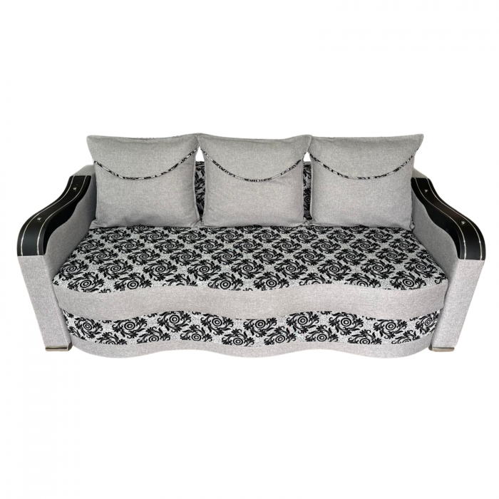Canapea DIANA extensibila, 3 locuri, cu lada de depozitare, stofa crem cu maro , 220x100x85 [1]