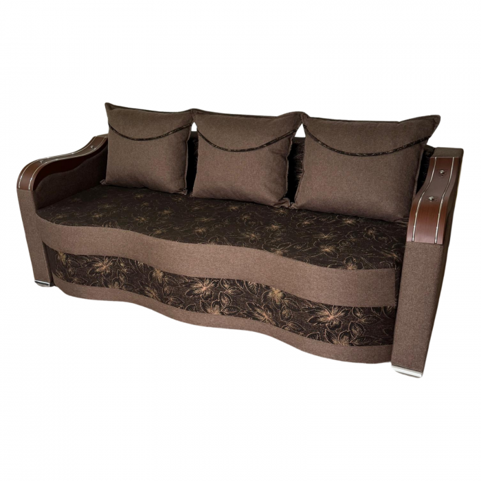 Canapea DIANA extensibila, 3 locuri, cu lada de depozitare, stofa crem cu maro , 220x100x85 [6]