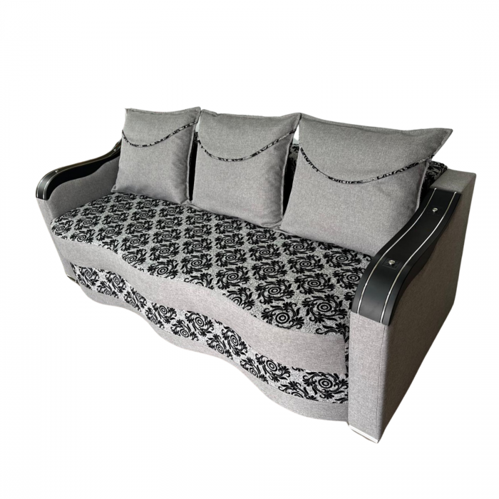 Canapea DIANA extensibila, 3 locuri, cu lada de depozitare, stofa crem cu maro , 220x100x85 [3]