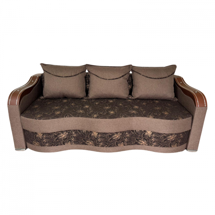 Canapea DIANA extensibila, 3 locuri, cu lada de depozitare, stofa crem cu maro , 220x100x85 [5]