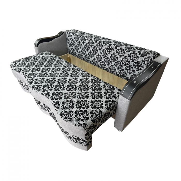 Canapea DIANA extensibila, 3 locuri, cu lada de depozitare, stofa crem cu maro , 220x100x85 [5]