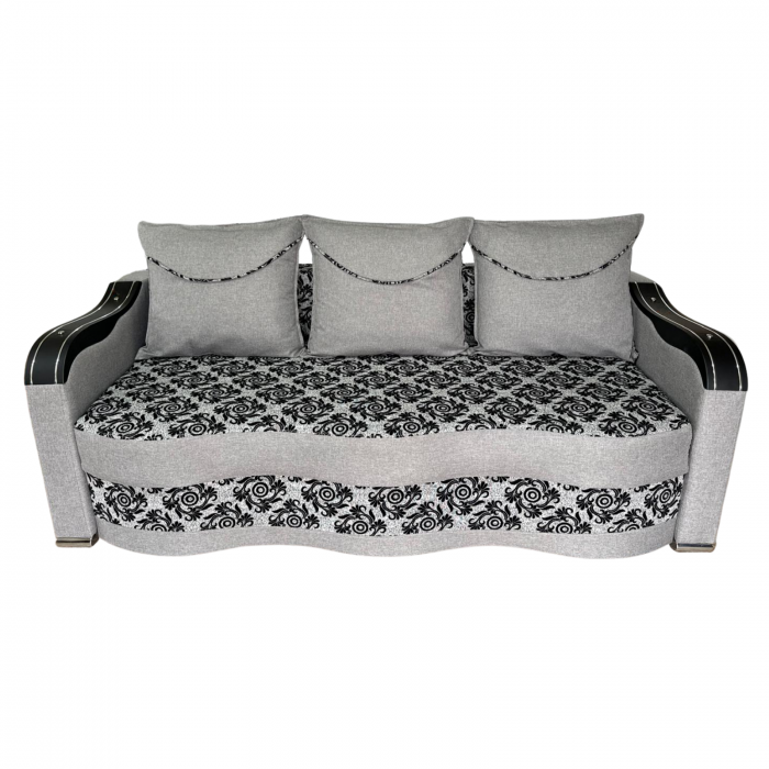 Canapea DIANA extensibila, 3 locuri, cu lada de depozitare, stofa crem cu maro , 220x100x85 [6]