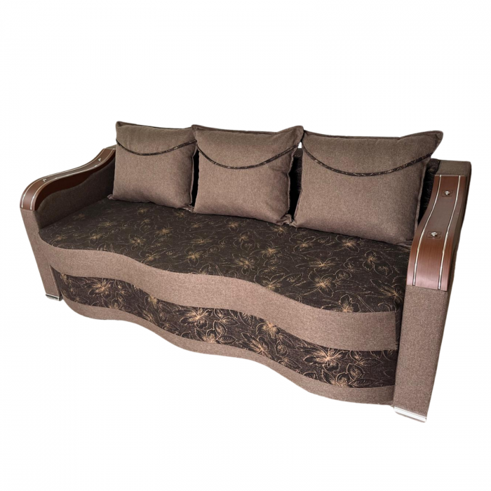 Canapea DIANA extensibila, 3 locuri, cu lada de depozitare, stofa crem cu maro , 220x100x85 [3]