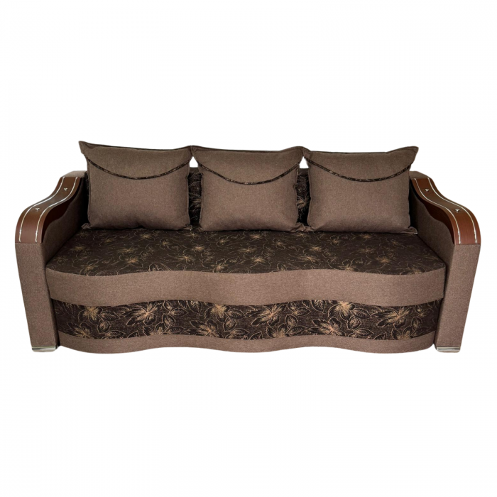 Canapea DIANA extensibila, 3 locuri, cu lada de depozitare, stofa crem cu maro , 220x100x85 [1]