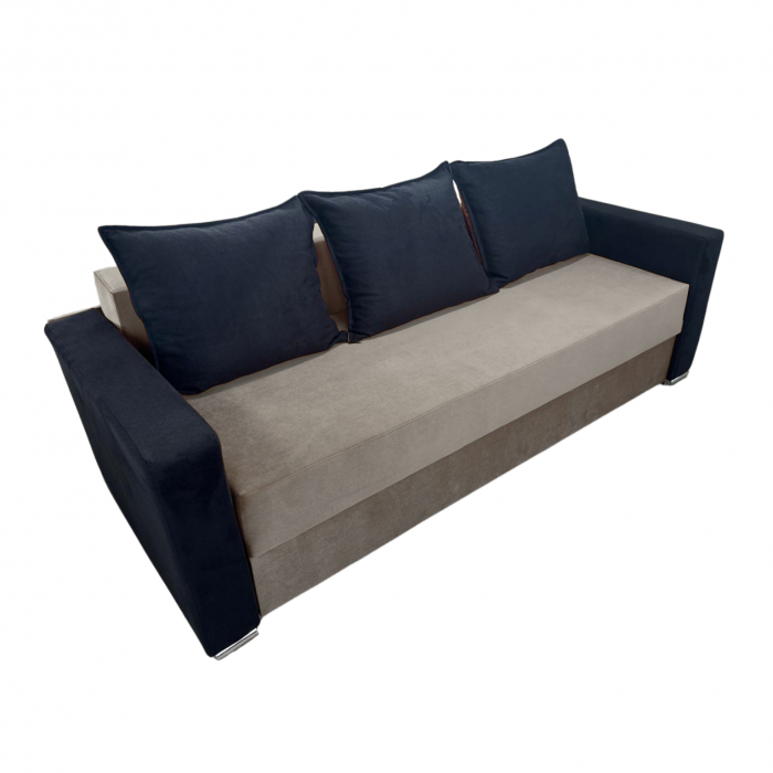 Canapea ELIZA extensibilă 3 locuri, cu ladă depozitare, tapițată în catifea maro cappuccino cu negru, dimensiuni 220x95x80 cm [3]