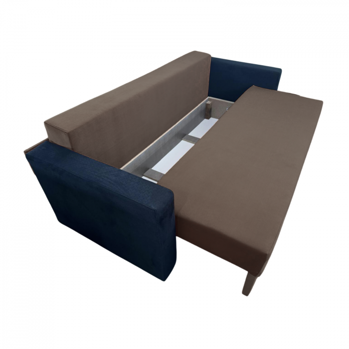 Canapea ELIZA extensibilă 3 locuri, cu ladă depozitare, tapițată în catifea maro cappuccino cu negru, dimensiuni 220x95x80 cm [6]